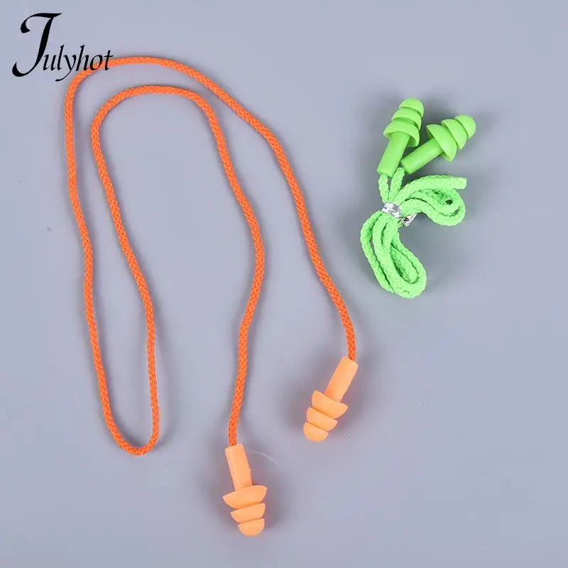 Soft Silicone Anti-Noise Ear Plug Waterproof Swimming Earplugs For Adult Children Swimmers Diving With Rope