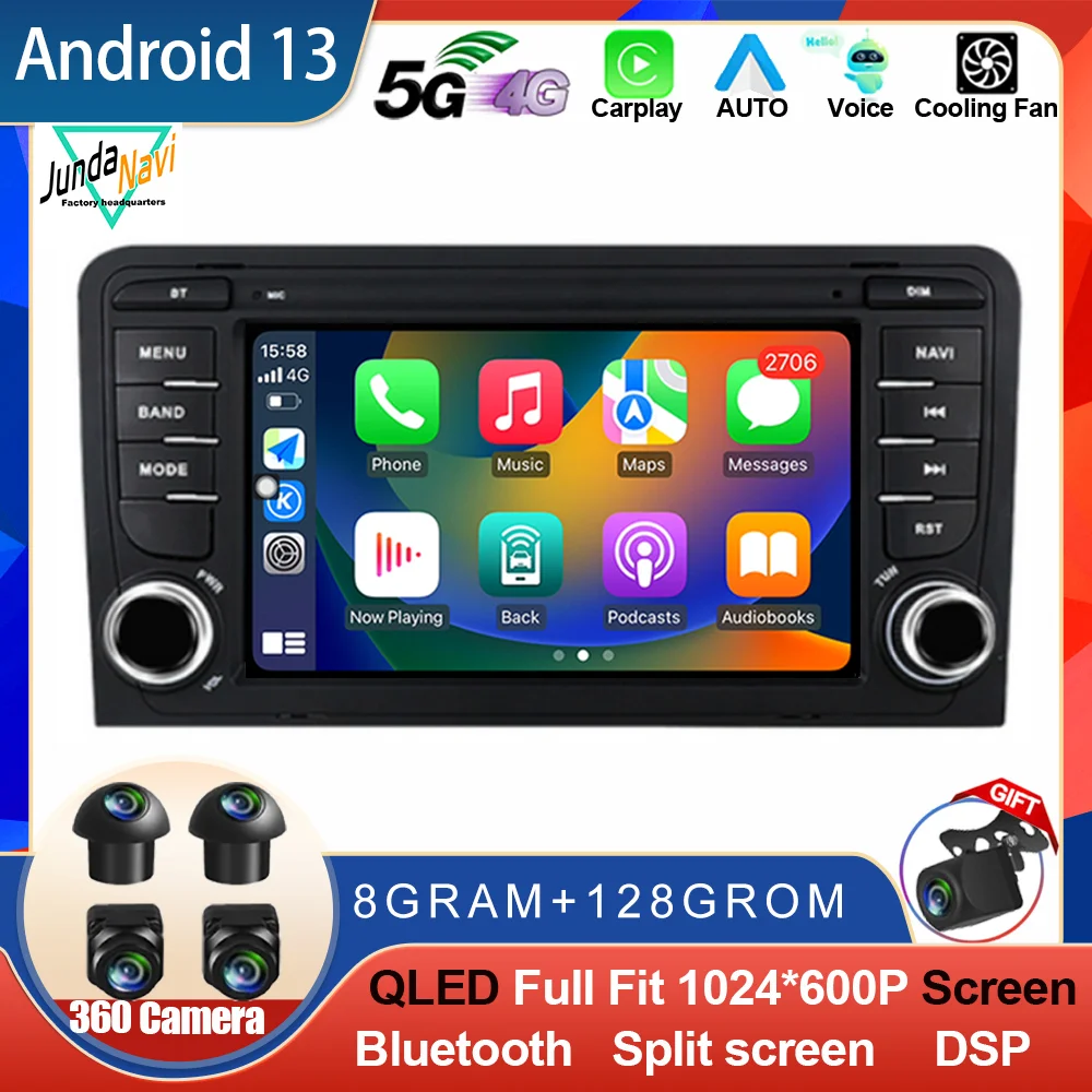 

Android 13 для Audi A3 8P 2003-2011 S3 RS3 Sportback мультимедийный GPS Junsun беспроводной Carplay Android Автомагнитола 4G