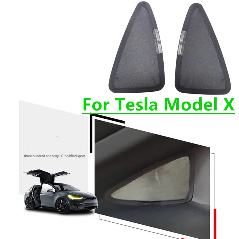 2Pcs Glass Triangular Side Window Sun Shade Mesh Net Covers for Tesla Model X