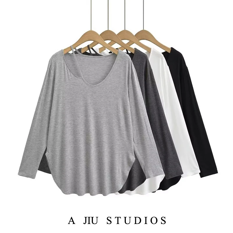 Camiseta Holgada de Manga Larga para Baile de Jazz y Street Dance, Diseño Informal y Holgado para Mujer, Top Redondeado que Estiliza la Figura, Ropa Casual de Moda Urbana