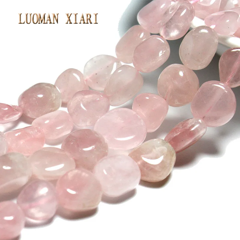 LUOMAN XIARI Irregular Natural Rose Quartz Stone Bead For Jewelry Making DIY Bracelet Necklace Material about 8-10mm Strand 15''