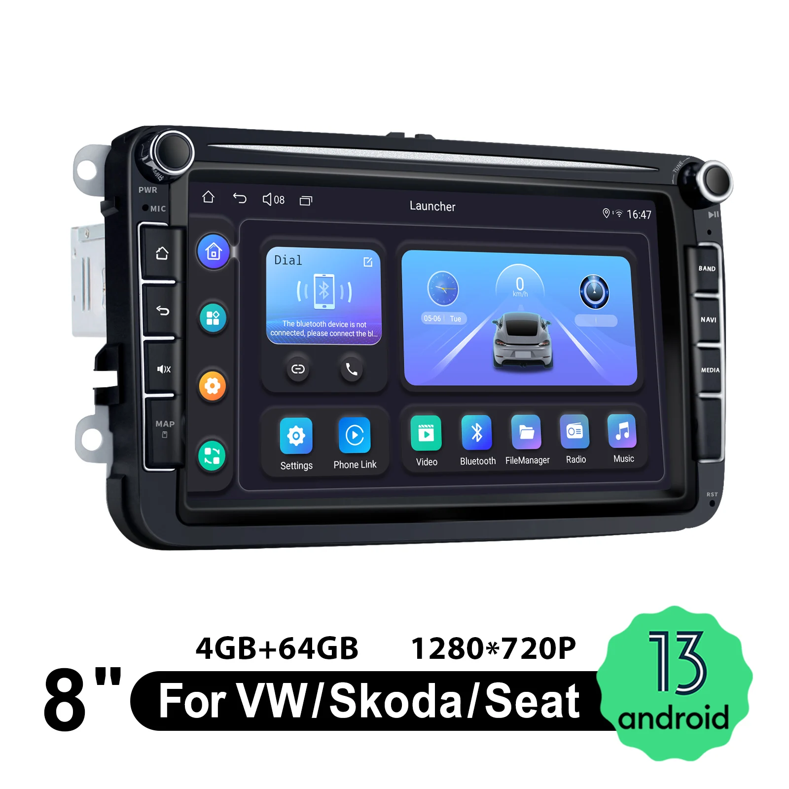 Joying 8 بوصة 1280*720 راديو السيارة الاندورويد ستيريو الوسائط المتعددة Playe رئيس وحدة لشركة فولكس فاجن فولكس فاجن سكودا اوكتافيا جولف باسات B6 بولو #3