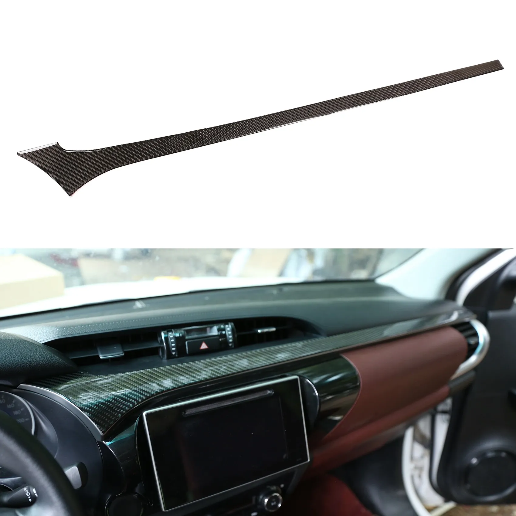 

Durable-For Toyota Hilux 2015-2021 Carbon Fiber Car Dashboard Center Console AC Vent Cover Trim Car Styling