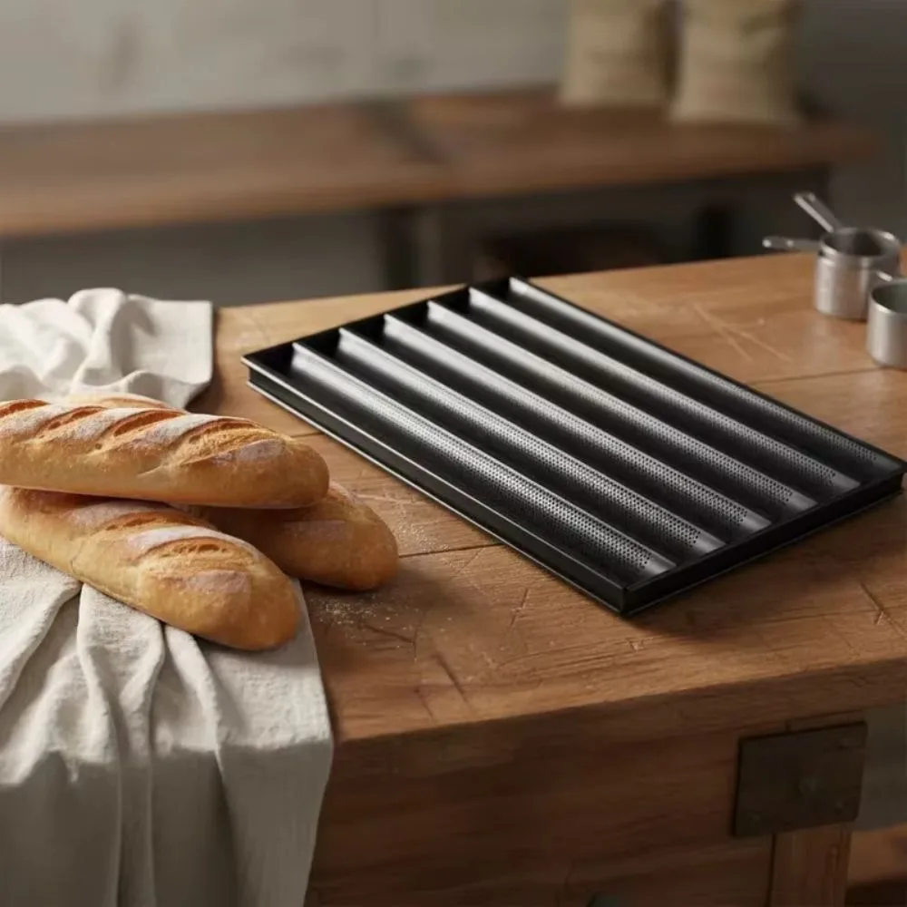 Durable Aluminum Alloy Long Egg Tarts Pan Non-Stick U Shaped Bread Baking Tray Heat Resistant Breathable Cake Mold Restaurant