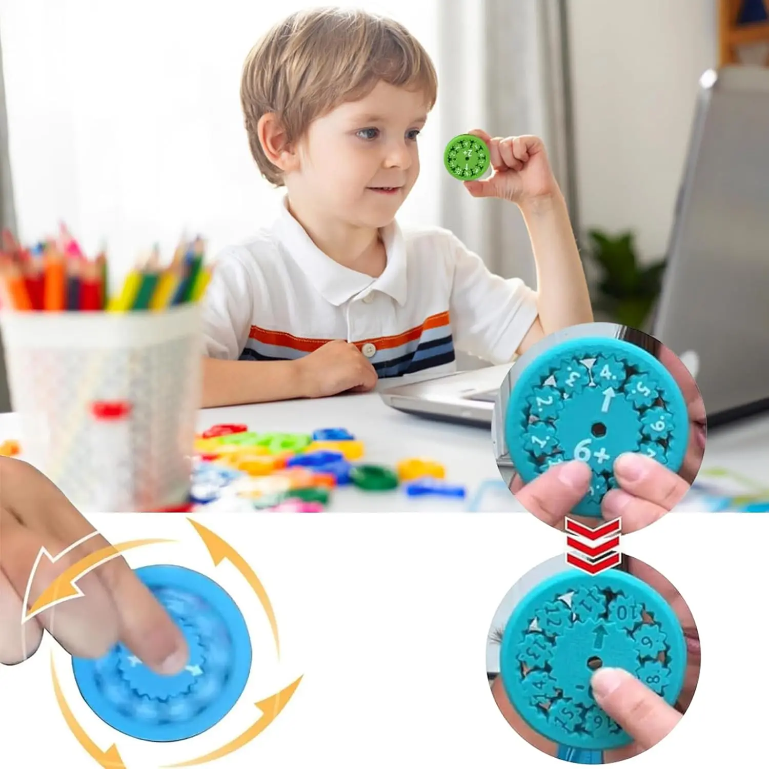 Math Fidget Spinner numéro rond Math Fidget Spinner pour les enfants apprendre l'addition soustraction Multiplication Division 18 pièces