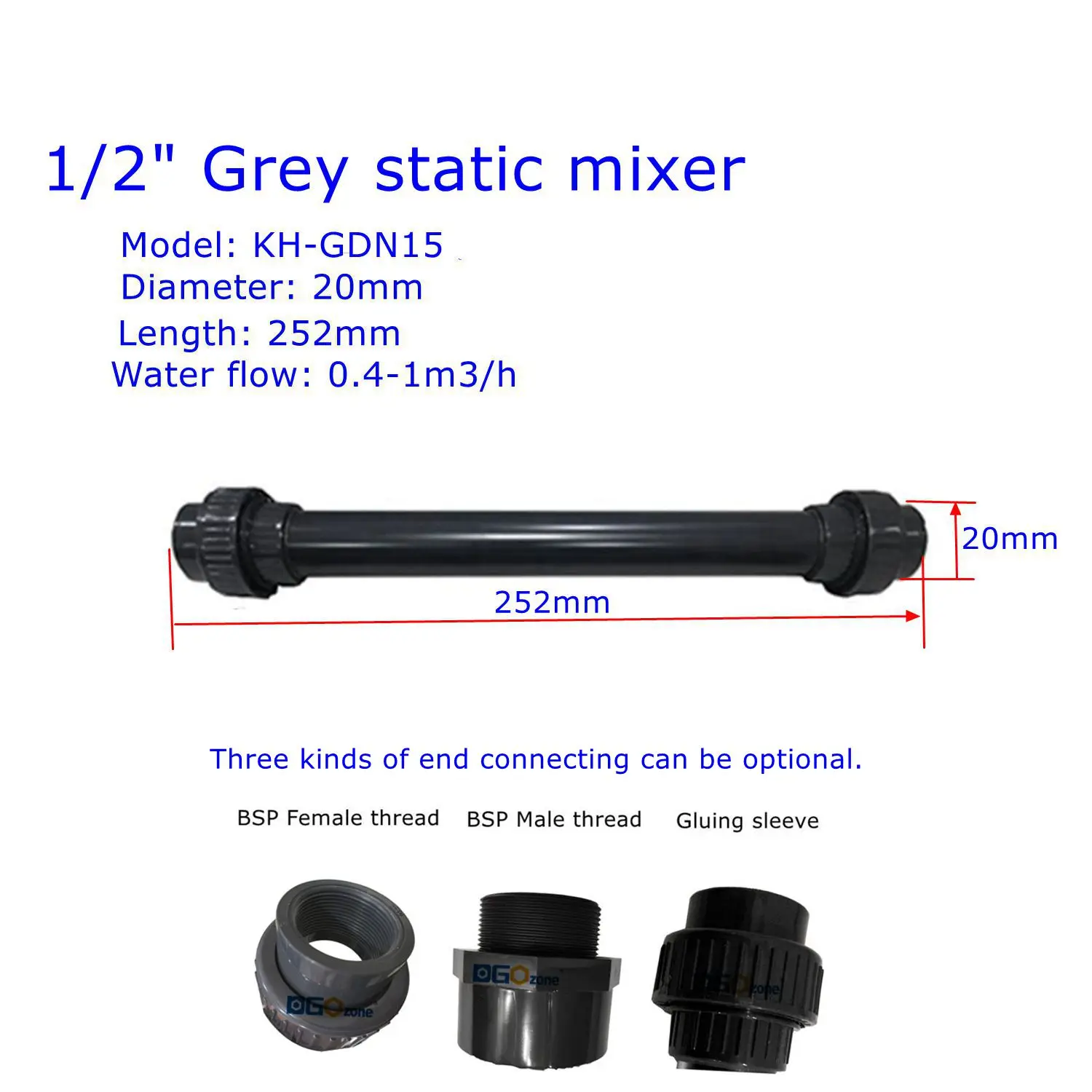 1/2“ 3/4” UPVC static mixer for mixing liquid Transparent mixer Diameter 20mm /25mmDGOzone