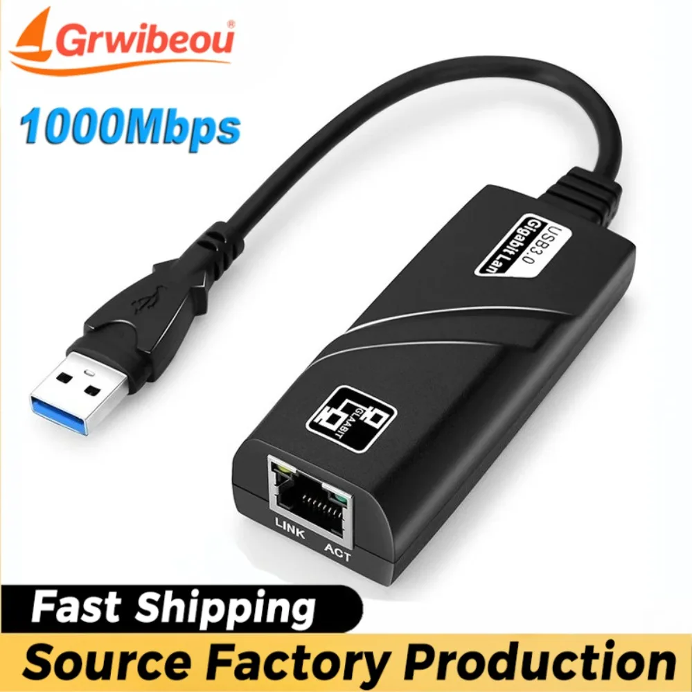 Фото USB 3.0 адаптер для подключения к сети Ethernet через RJ45, 1000 Мбит/с, сетевой кабель для Windows 10, Xiaomi Mi Box, ПК, настольных компьютеров, сетевая карта USB 3.0