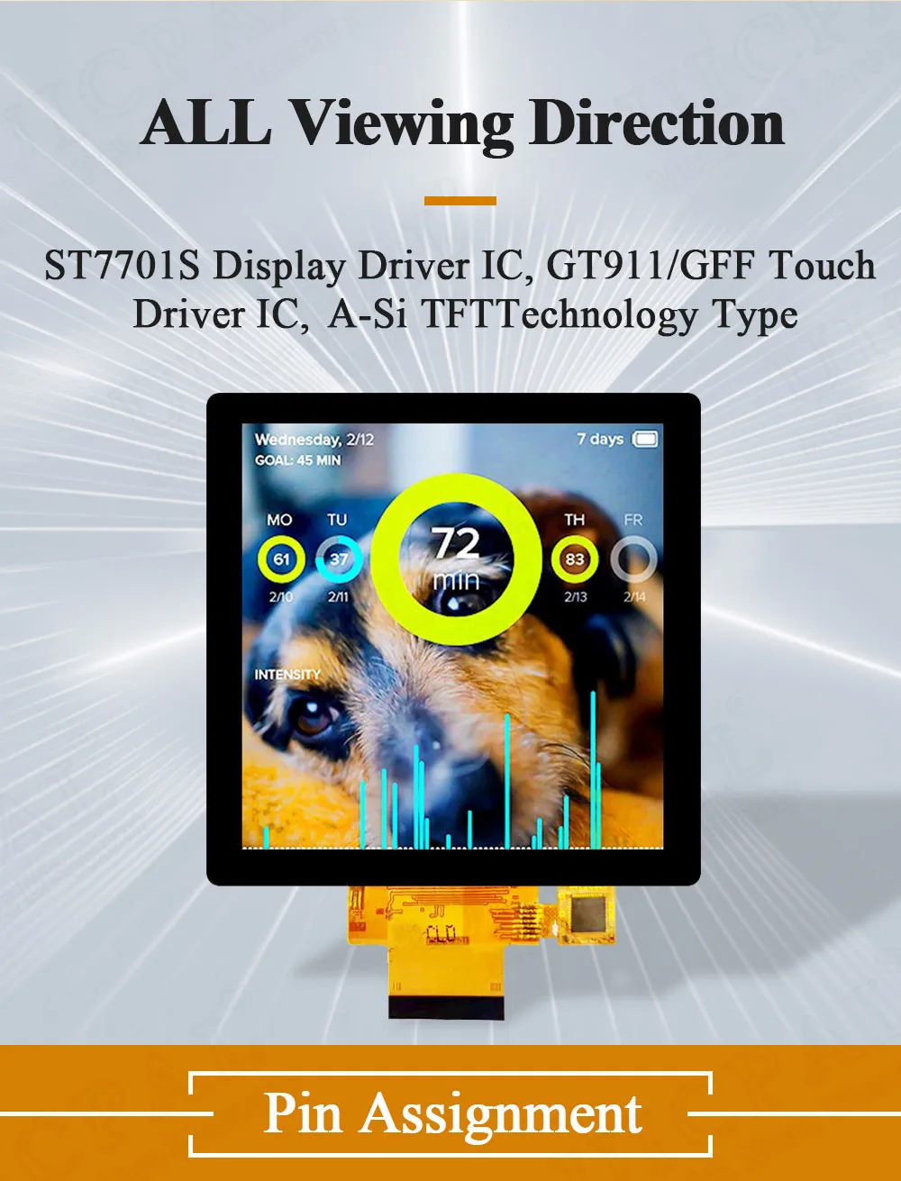 4,0 Zoll TFT LCD Displaymodul Quadratisch 480*480 3WSPI RGB 18Bit 40Pin 3,3V ST7701S mit Touch GT911 HDMI Treiberplatine – Detail 5