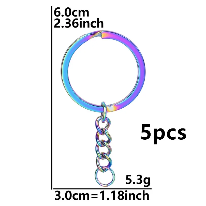 5pcs Stainless Steel Key Chain Accessories for DIY Projects