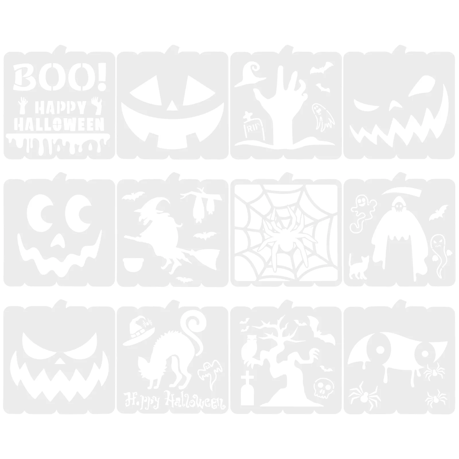 

12 Pcs Halloween Drawing Template Stencils for Kids Paper Boo Cake Tracing Bat Pumpkin Face Painting Crafts Wall