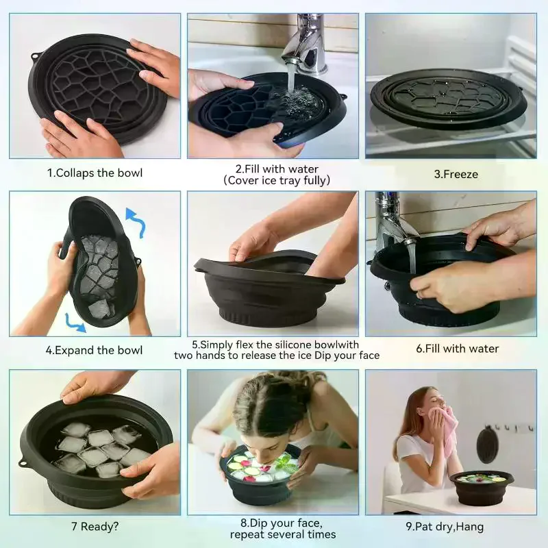 Draagbare Gezicht Ijs Bad Kom Voor Gezichtsbehandelingen Plunge Dompelen Gezicht Opvouwbare Ijs Gezichtsbehandelingen Wastafel Gezichtsbehandelingen Huidverzorging Tool Voor Thuis Reizen