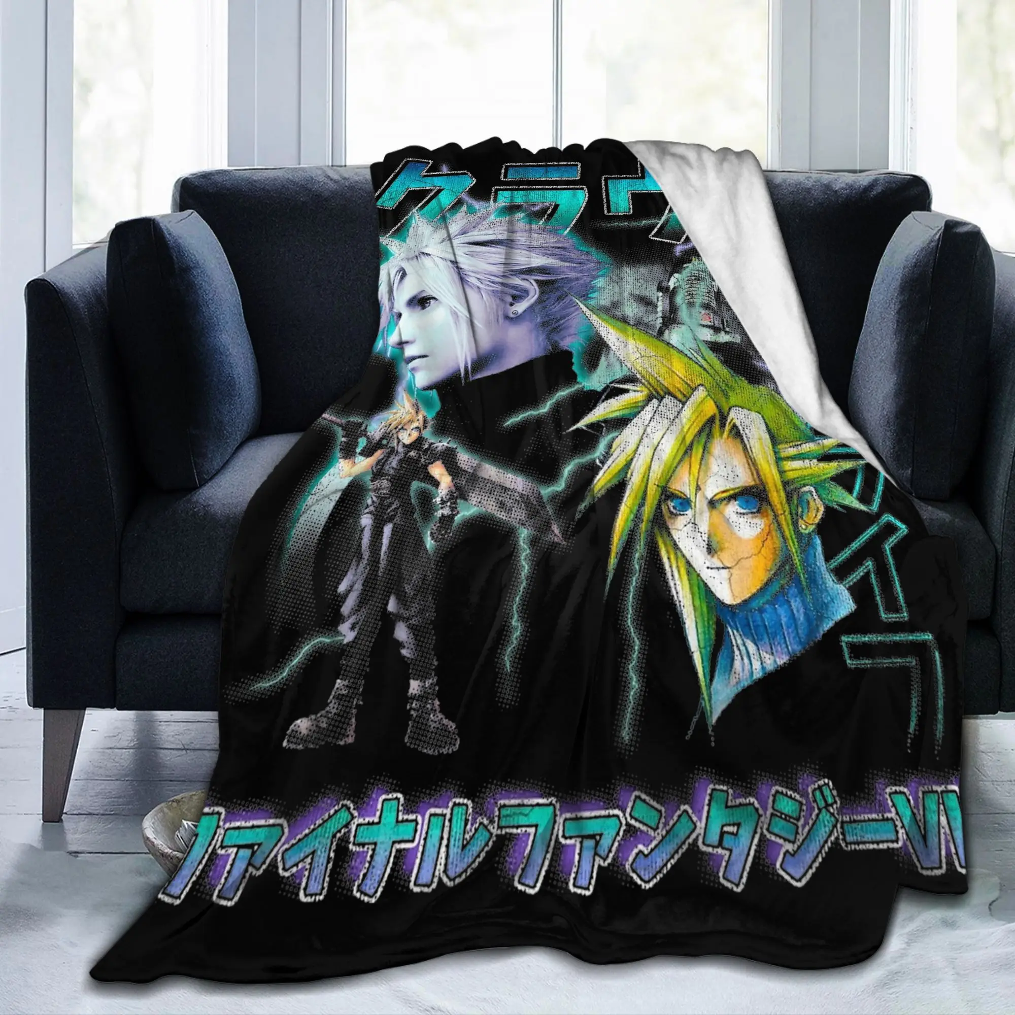 Cloud Strife Vintage Finals Fantasys Blanket Fleece Decoration Breathable Super Warm Throw Blankets for Home Bedroom Bedspreads