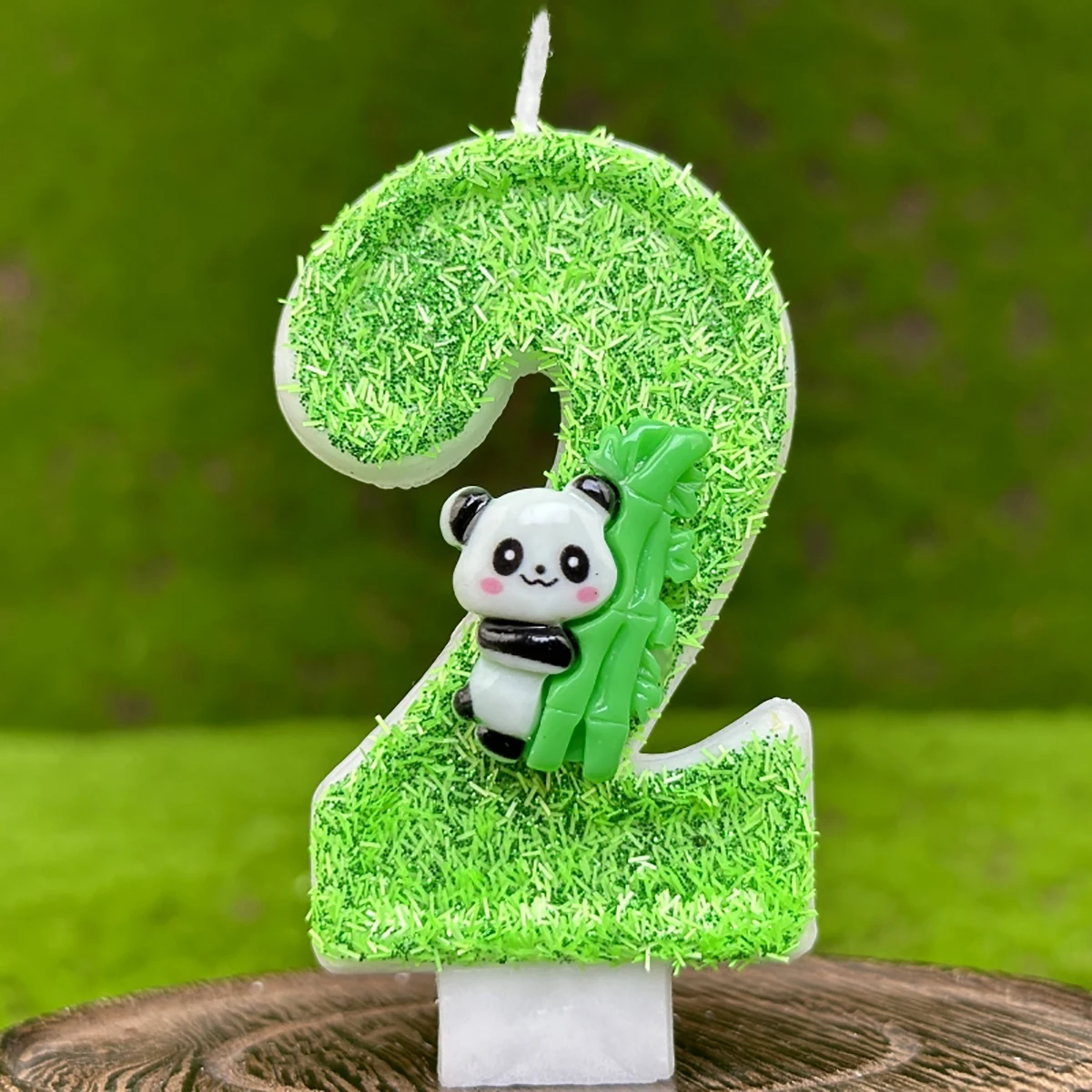 2nd Birthday Candle Cake Topper Decor Panda Creative Number 2 Candle Green Kids 1st Happy Birthday Party Decoration Accessories