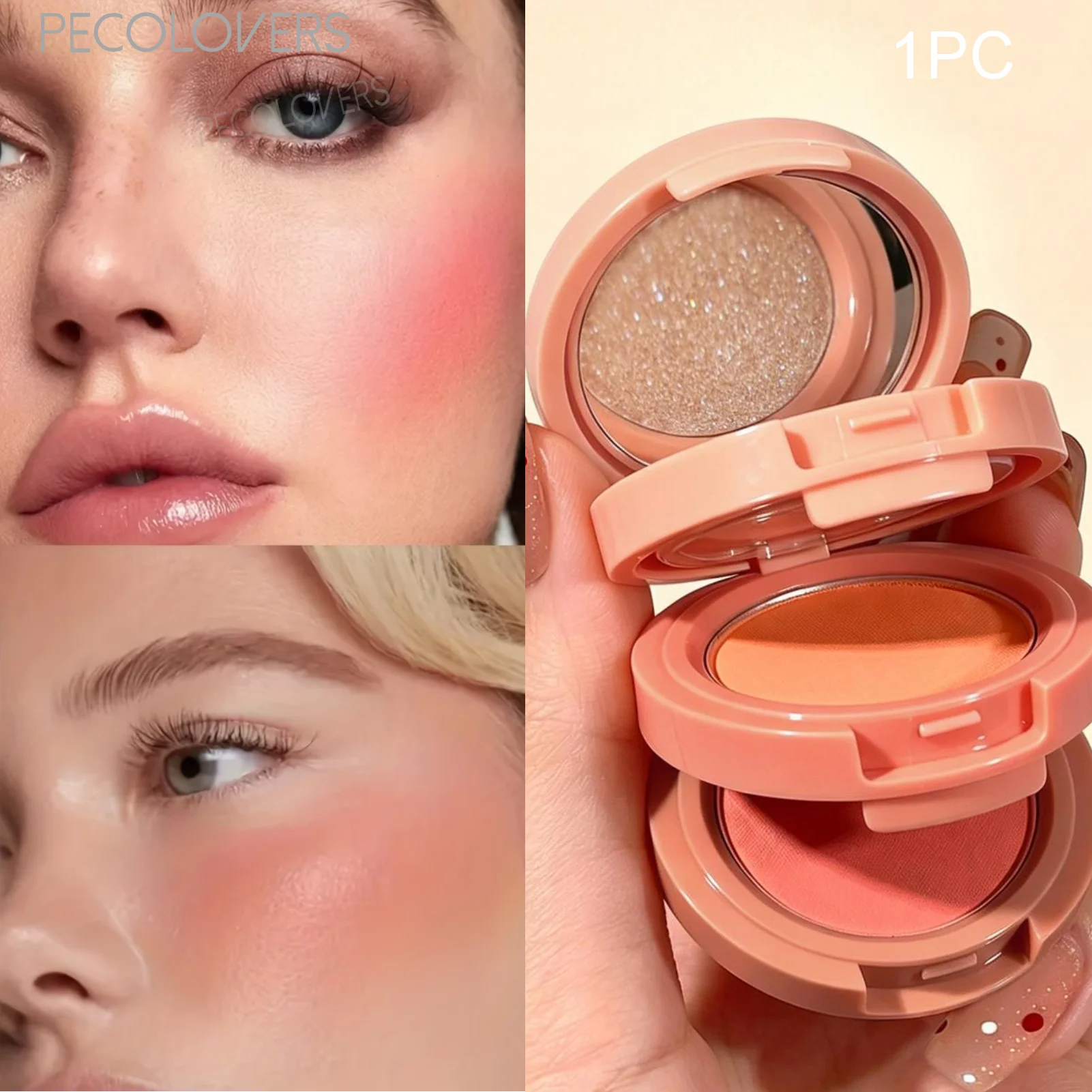1PC Multi-layer Blush, Pearlescent Matte Finish, Can Be Used As Blush, Eye Shadow and Highlighter, Suitable for Beginners