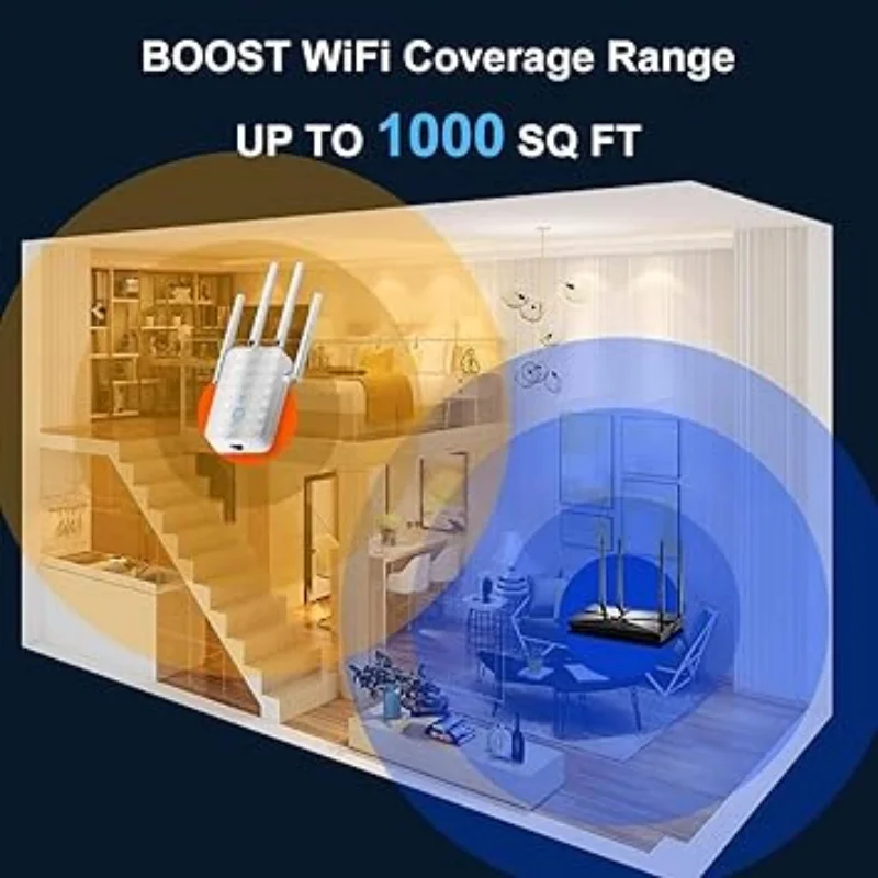 Ripetitore WiFi Dual Band 1200Mbps 2.4G/5GHz Wireless WiFi Estensore di segnale Amplificatore Router Amplificatore di segnale di rete a lungo raggio