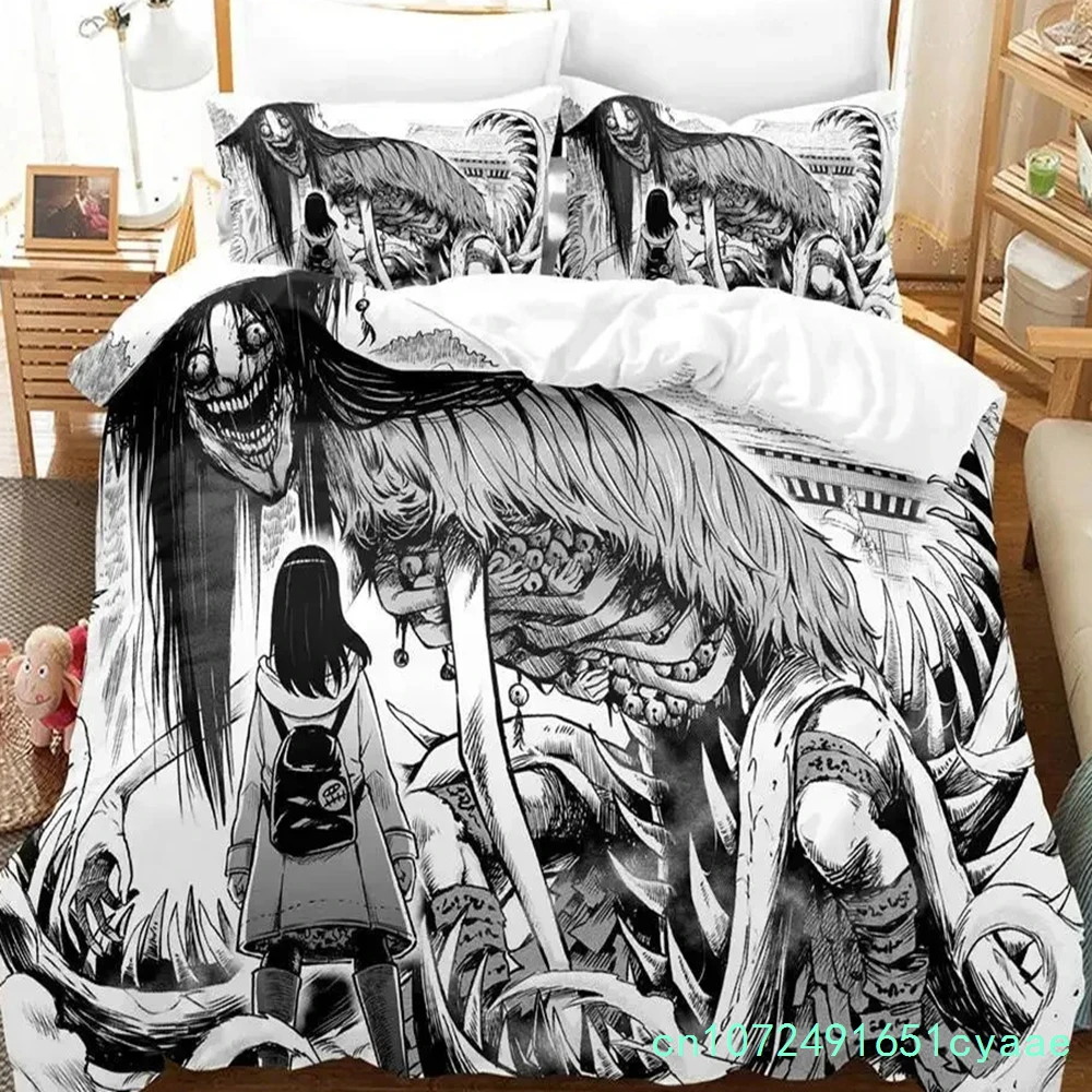 Anime Mieruko-chan The Girl Who Can See Them Bedding Set Boys Girls Twin Queen Size Duvet Cover Pillowcase Bed Kids Adult