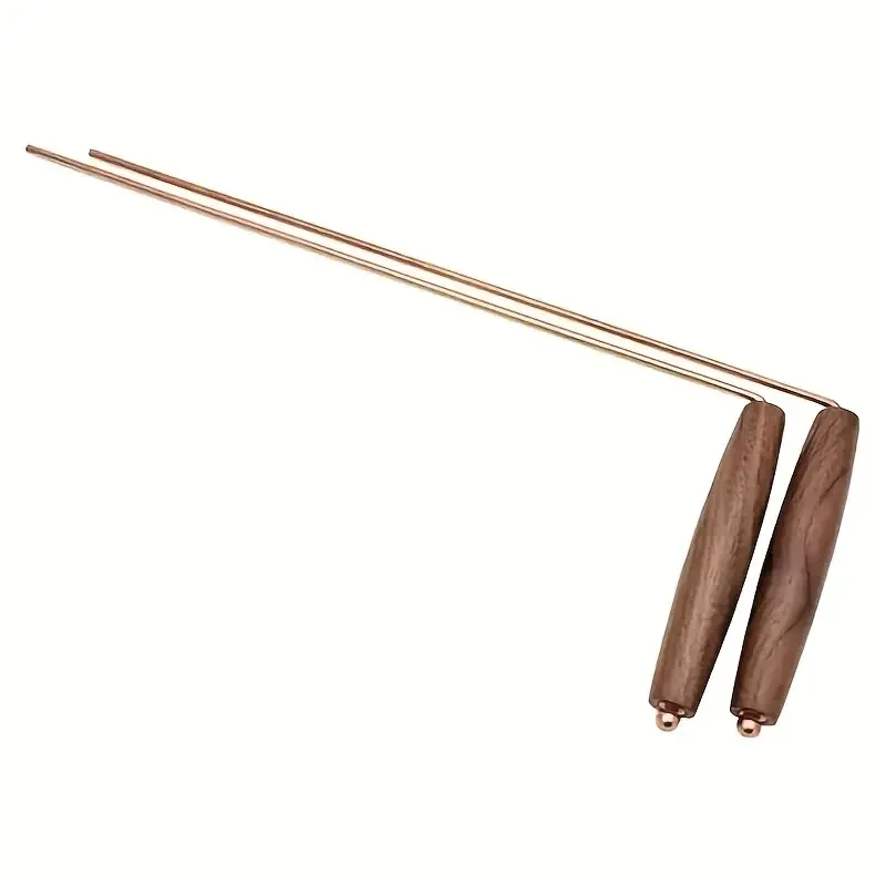 2pcs Copper Dowsing Rods, Divining Rod Kit With Walnut Handle -Water Rods,Spirit Rods,Witching Sticks for Gold,Paranormal