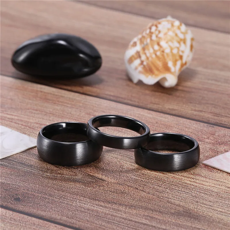 Unisex Black Brushed Ceramic Wedding Ring, Fashionable