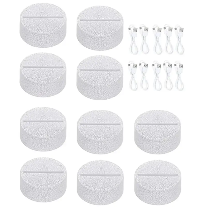 ABBO 30pcs Acrylic 3D LED Lamp Base Table Night Light Base 7 Color Adjust ABS Battery or USB Operated Lighting