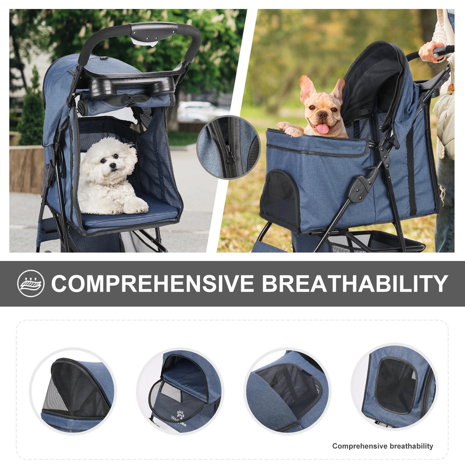 Pet Stroller for Cats and Dogs Foldable Seasons Universal Stroller Outdoor Walking Trolley dogs accessories