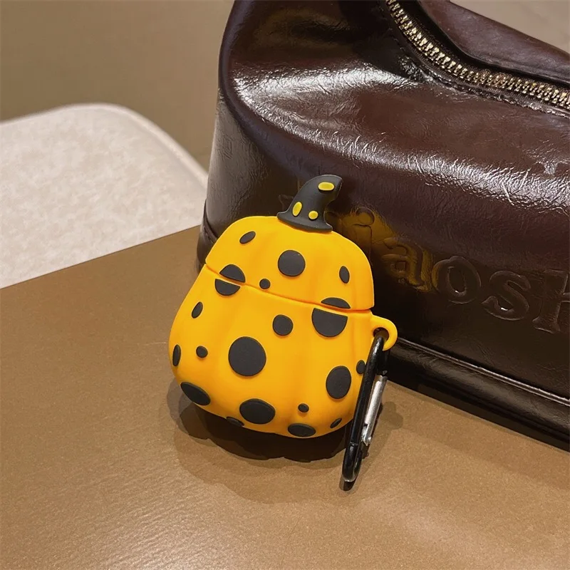 الكرتون رصدت اليقطين تصميم حقيبة سماعة الاذن مع زخرفة معلقة مناسبة ل Airpods برو سماعات الأذن غطاء ل Airpods 1/2/3/4