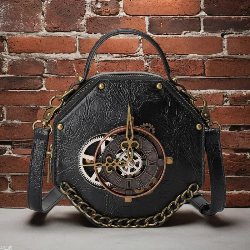 Retro Clock Shape Crossbody Bag with Large Capacity Multiple Zippered Compartments Women, Ideal for Casual Commuting and Travel