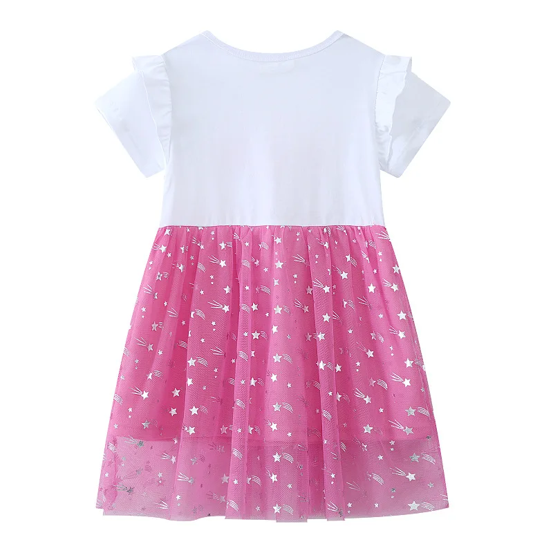 2-7Y Baby Girl Casual Dress Summer New Short Sleeve Mesh Dresses Little Girls Cotton Clothing Dropshipping