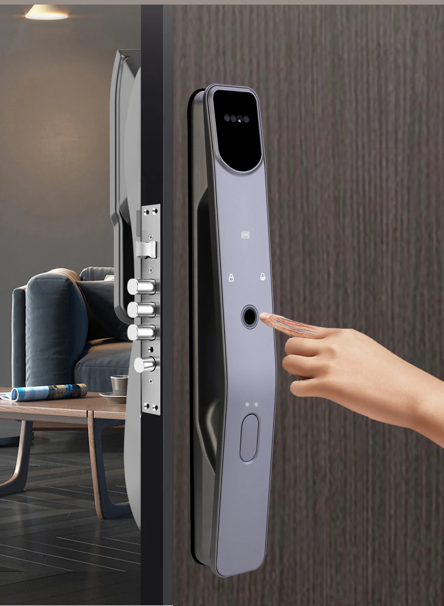 Smart Door Lock com Câmera, Imagem, Wi-Fi, Tuya App, Controle Remoto, Impressão Digital, Facial, Senha, Cartão