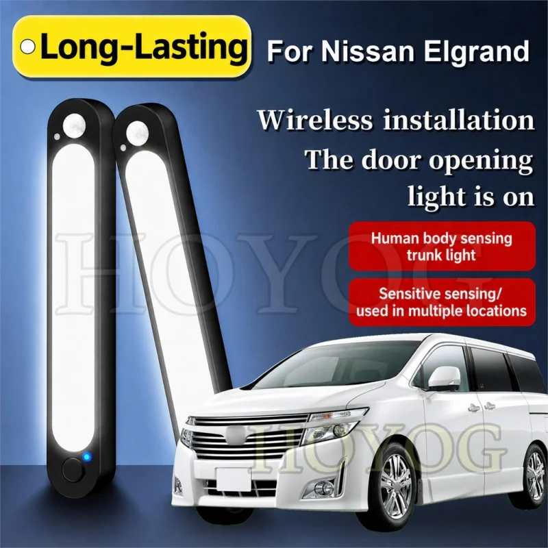 For Nissan Elgrand 1997-2026 Car Trunk Light LED Lamp Motion Sensor USB Rechargeable Boot Cargo Light MPV Rear Seat Cabin