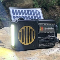 Radio de emergencia portátil Solar FM AM SW1-6 receptor de Radio Altavoz Bluetooth con linterna tarjeta TF unidad USB reproductor de música MP3