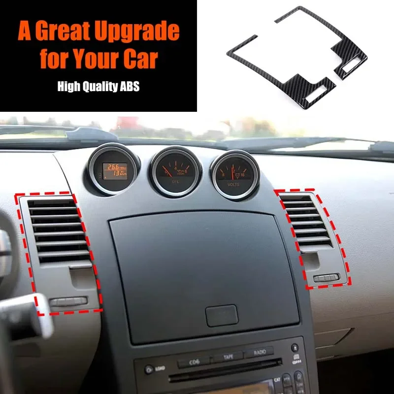 2Pcs ABS Carbon Fiber For Nissan 350Z 2003-2006 Car instrument panel air outlet frame decoration sticker interior accessories