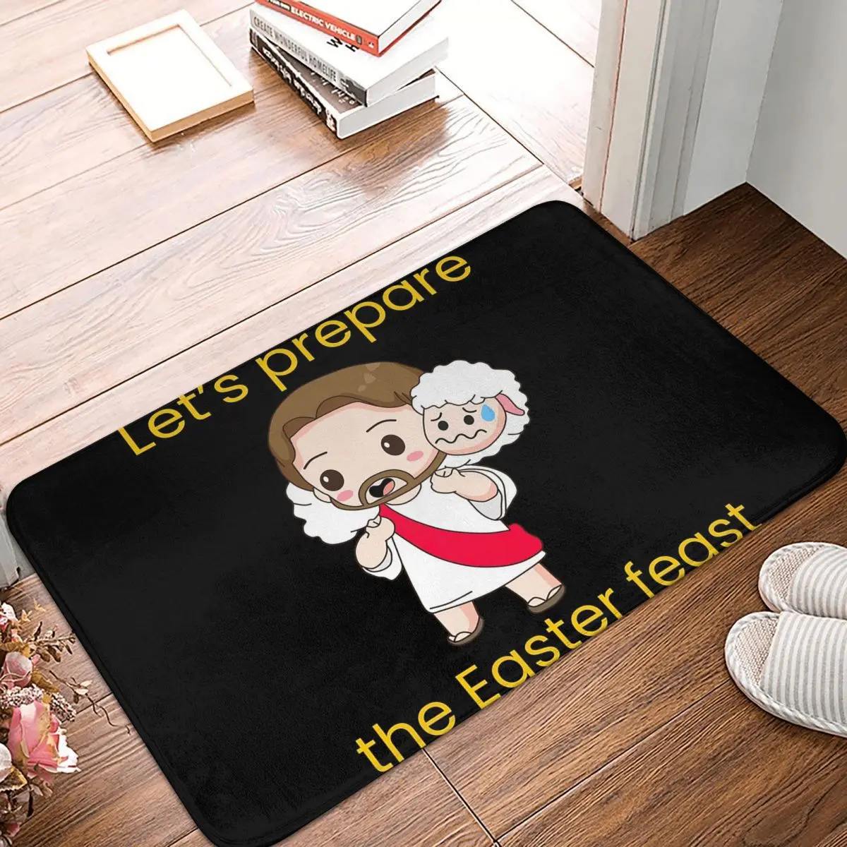 Jesus Carries A Lamb To An Easter Feast Anti-slip Doormat Floor Mat Carpet Rug for Kitchen Bathroom Living room Footpad Mats