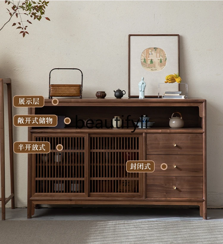 

Буфет из черного ореха в китайском стиле, шкаф для хранения прихожей, чайный шкаф из цельного дерева