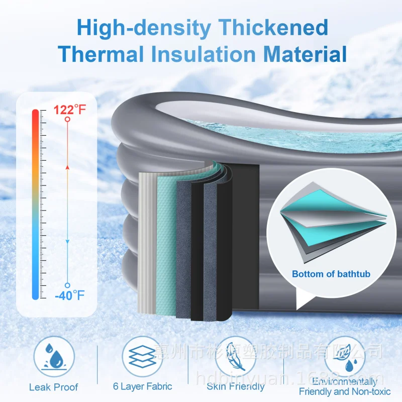 حوض استحمام حصري قابل للنفخ وقابل للطي عبر الحدود، حوض تدليك قابل للمقعد للبالغين #3