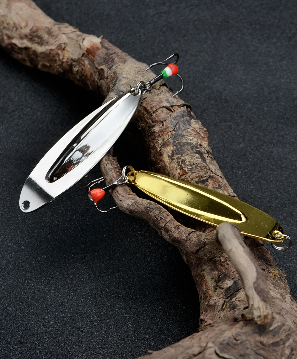 FTK Eisfischen-Köder Löffelköder 8g 55mm 1 Stück Gold/Silber Aluminium Angelköder Spinner-Köder Dreifachhaken 10 # Harte Köder – Detail 7