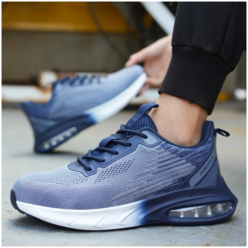 

Мужские повседневные дышащие стальные носки большого размера, рабочая обувь, летние защитные ботинки, рабочие кроссовки на воздушной подушке, защитная обувь