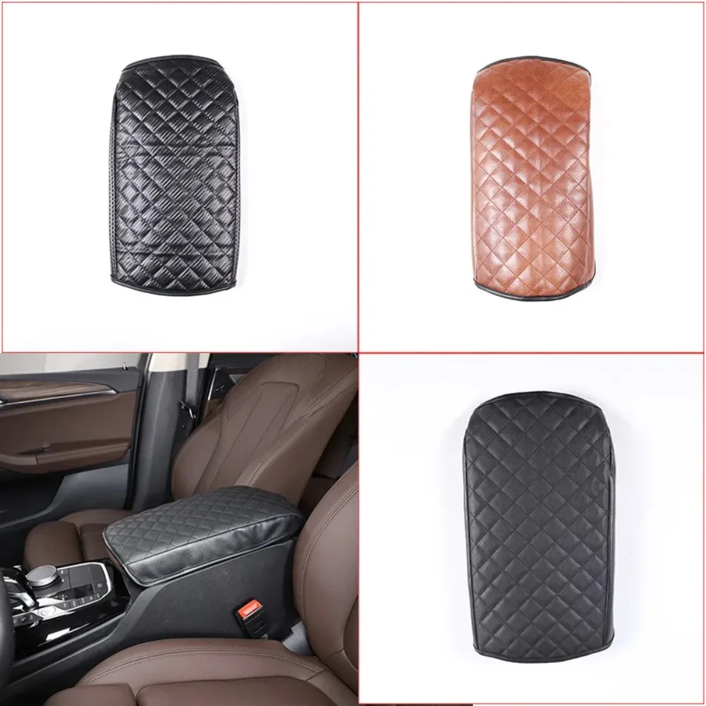 Armrest Box Cover Plaid Leather For 18-22 BMW X3 X4 1-piece Set