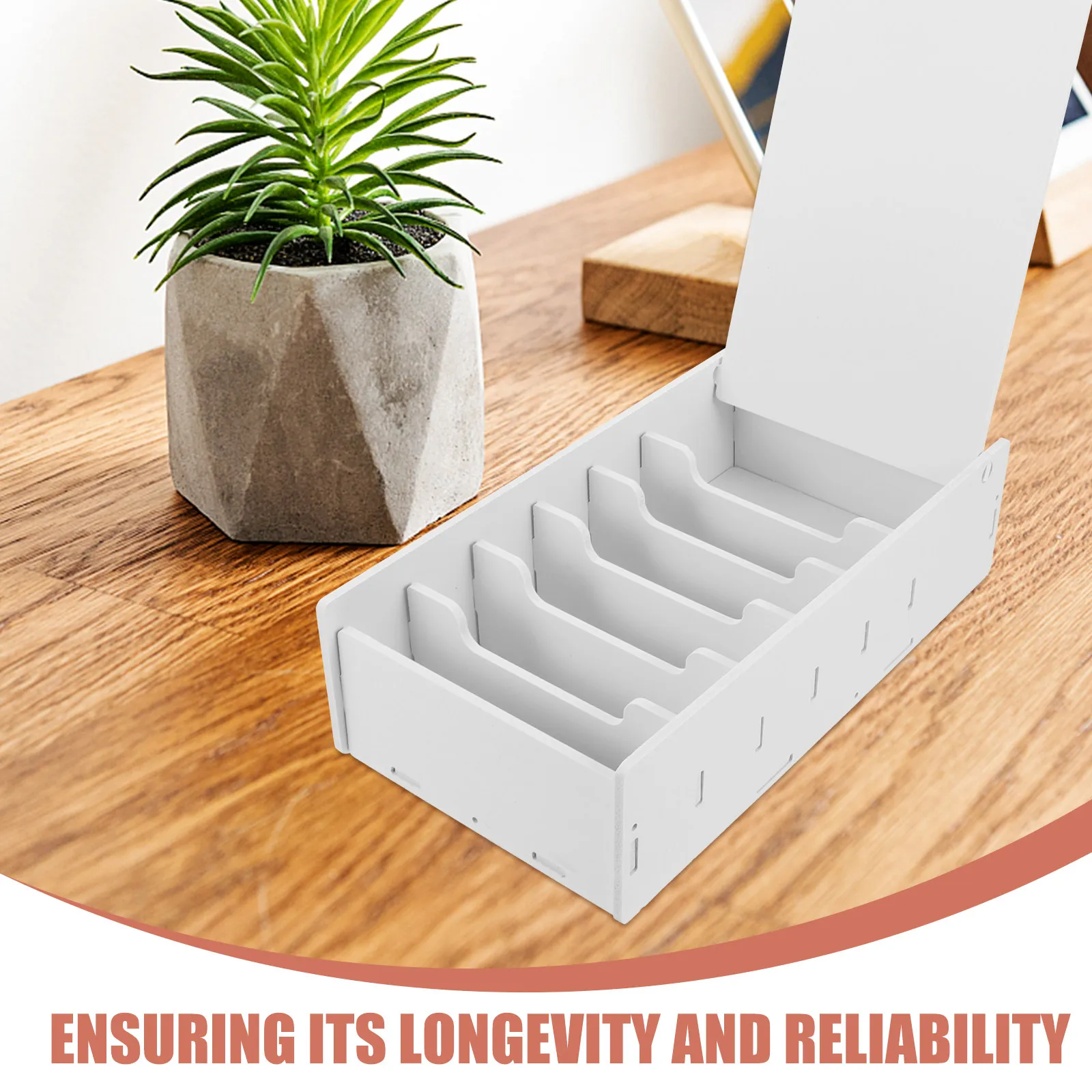 Premium Wooden Multi Grid Cash Storage Box 5 Section Desktop Money Tray for Coins Bills Financial Documents Cash Box Tray Money