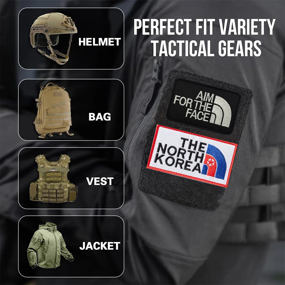 Insignia de accesorios para bolso, letra en inglés, Salute to Korea del Norte, parche bordado para bolso de moral, parche para chaqueta DIY, superventas