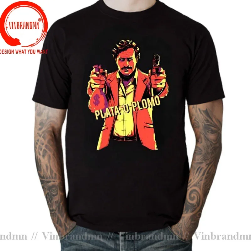 Funny Pablo Escobar T Shirt Men Weed Mafia Scareface Luciano Capon Men T-shirts Plata O Plomo T-Shirt Tops Tees graphic T Shirts