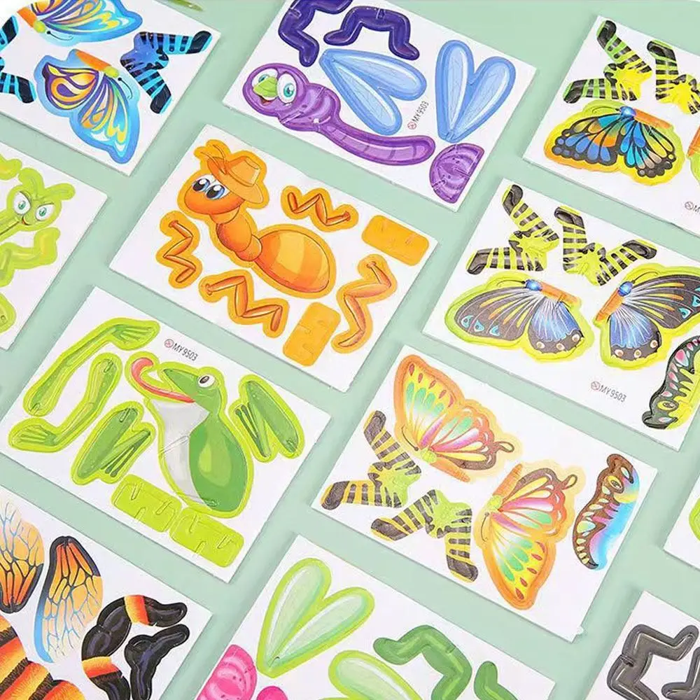25Pcs Creative 3D Insect Jigsaw Early Education Handmade Puzzle Blocks Funny Toys Puzzle Cards