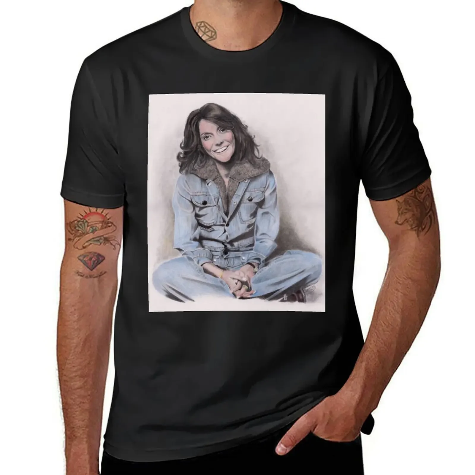 

Karen Carpenter Tinted Graphite Drawing T-Shirt summer clothes tees essential t shirt heavyweights T-shirts for men cotton