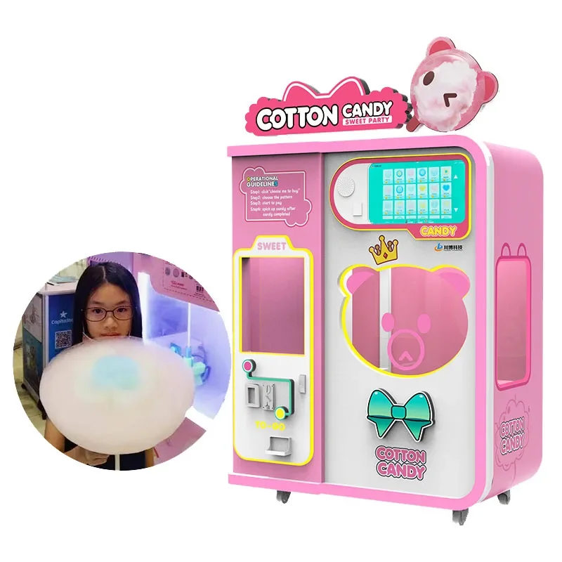 Factory Direct Candy Floss Vending Machine Automatic Cleaning Support Multi-Language Commercial Cotton Candy Machine