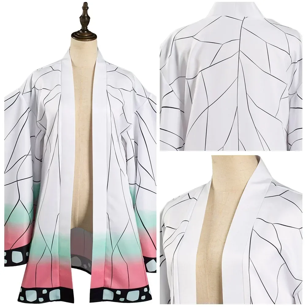 

2025 Хэллоуин Demon Slayer Kimetsu No Yaiba Kochou Shinobu Косплей Костюм Пальто Взрослый наряд Кимоно Одежда