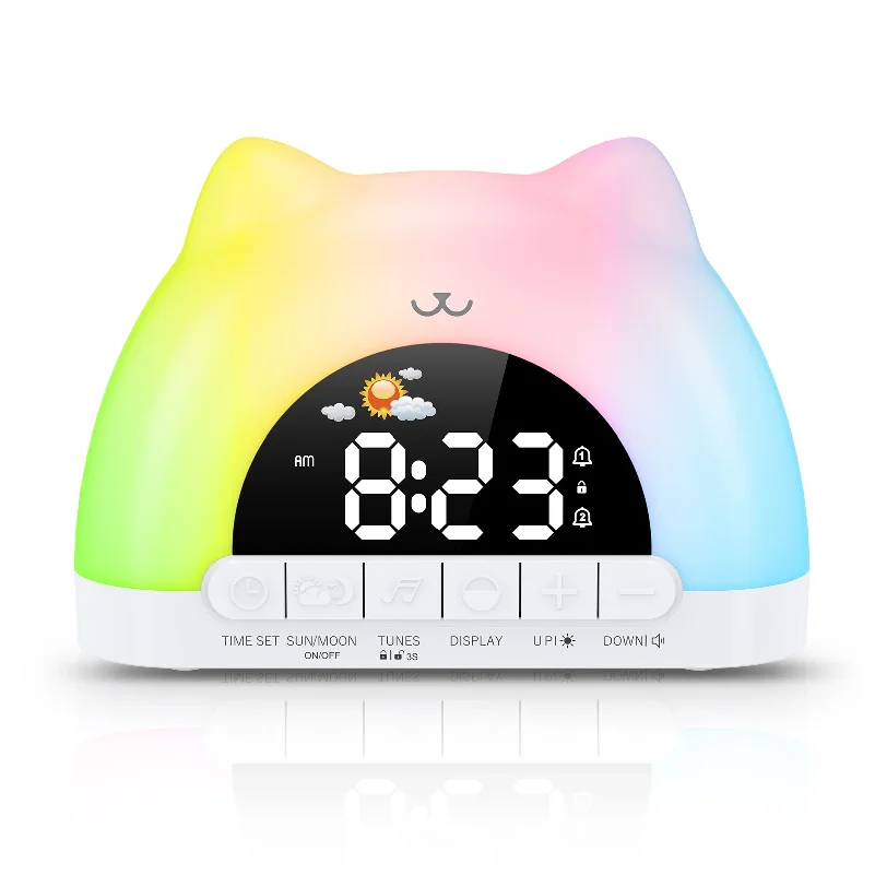Kids Alarm Clock Sleep Training Alarm Clock Wake Up Clock with 11 Color Night Light & Child Lock Clocks for Boys Girls Gift