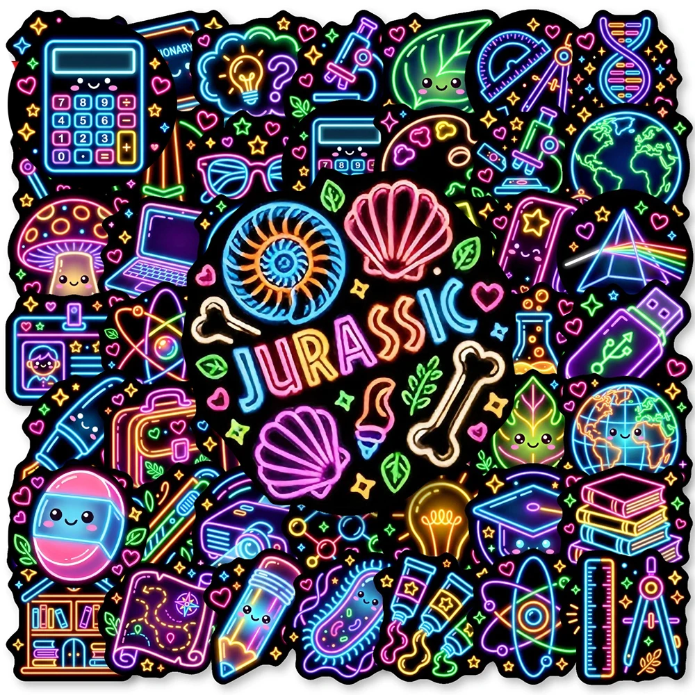 Elements Lighting Decor - 10/30/50pcs Science Elements Neon Light Stickers