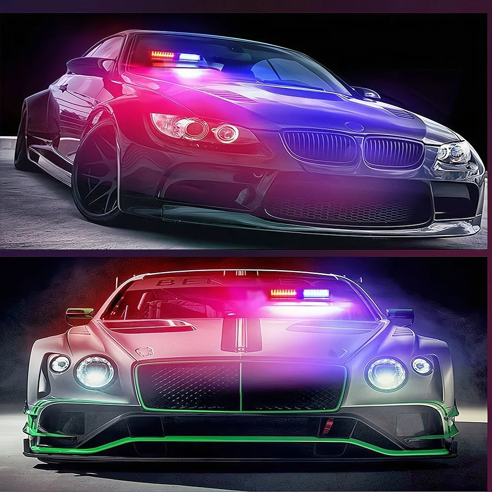 1pcs Warning Led Cars Lamp RGB 16LED Strobe Flash Lights Auto High-power Changeables Signal Emergency Police Windshield Drl Fog