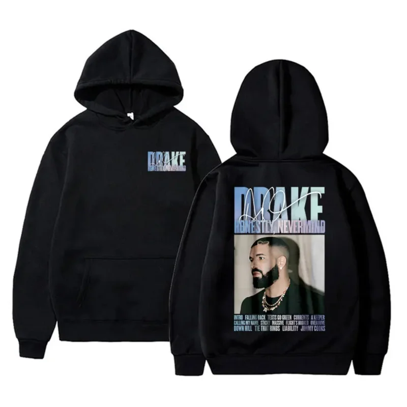 Rapper Drake Honestly Nevermind Graphic Print Hoodie Male Fashion Oversized Sweatshirt Men Women Hip Hop Fashion Vintage Hoodies