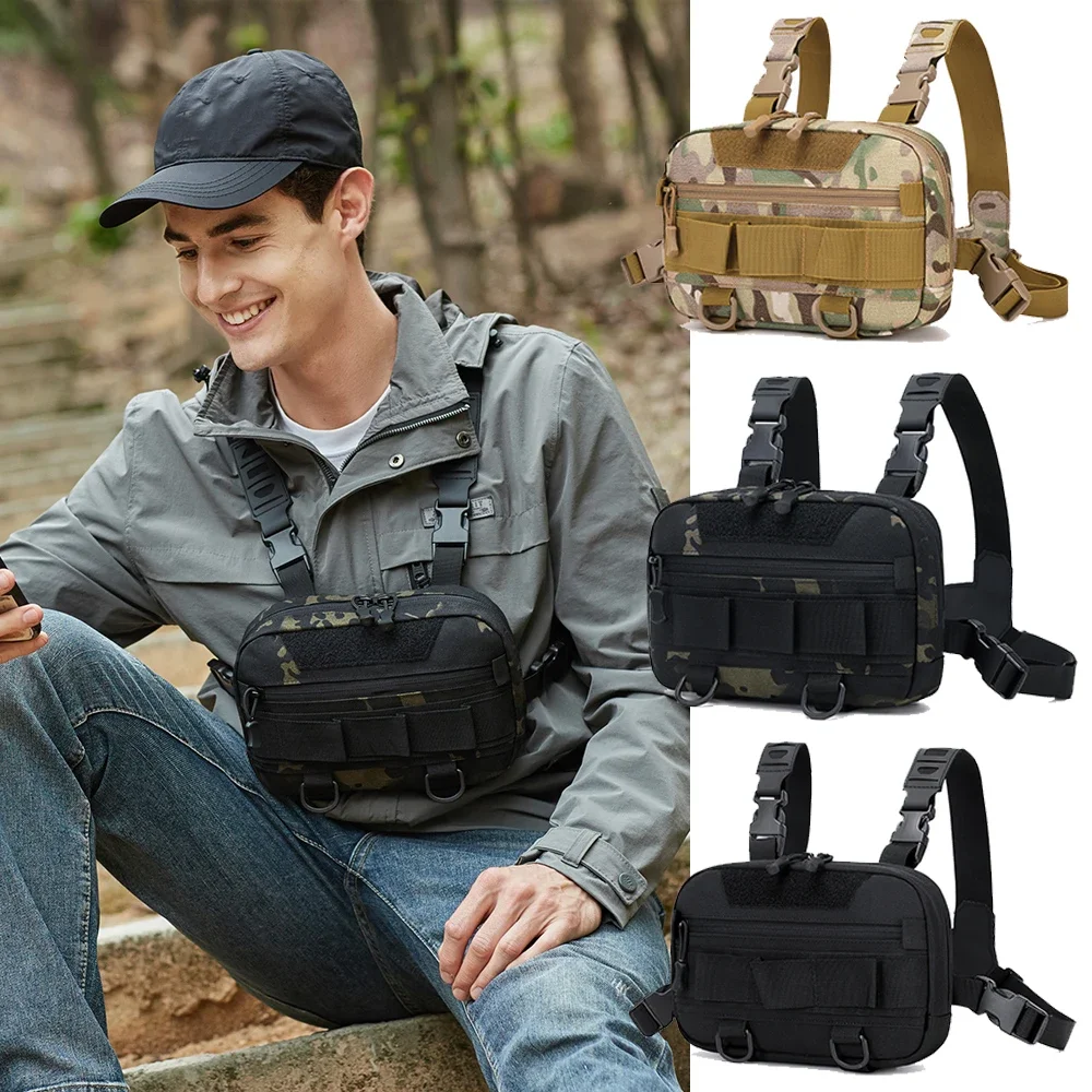 Bolso de pecho para hombre, Mochila pequeña de camuflaje para pesca, senderismo, Camping, multifunción