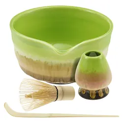 4Pcs Japanese Matcha Tea Set Ceramic Matcha Bowl Whisk Bamboo Teaspoon Tea Sets Indoor Beverage Shop Tea-making Tool Accessories